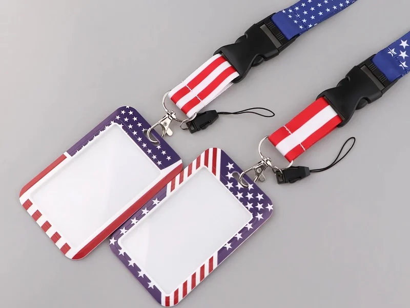 Patriotic USA Flag Lanyard Keychain 