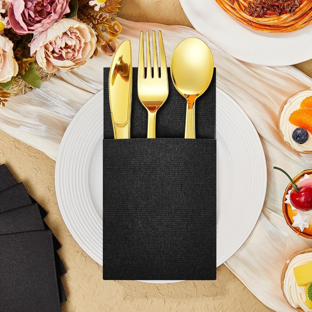 Gold Plastic Silverware Cutlery Set