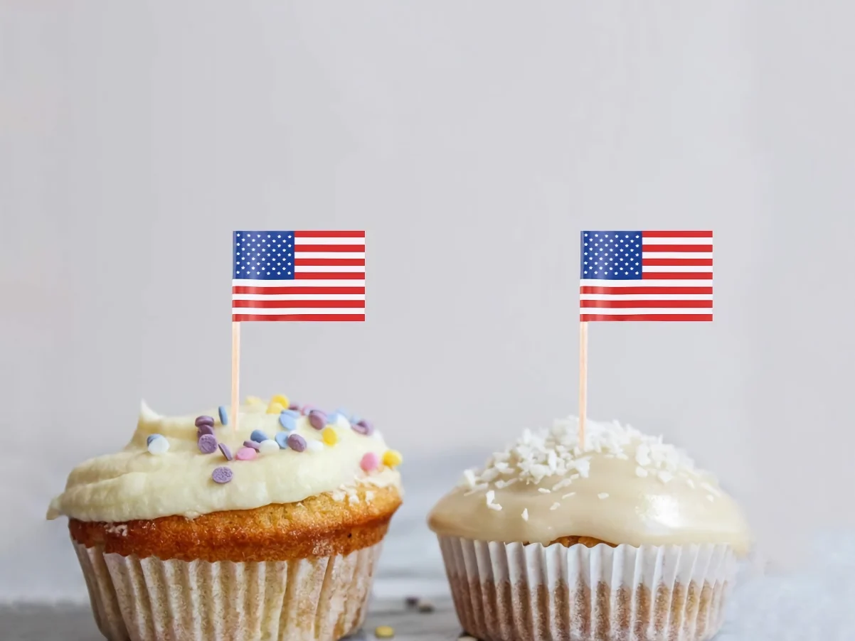 Patriotic 4th of July USA Flag Cake and Food Picks