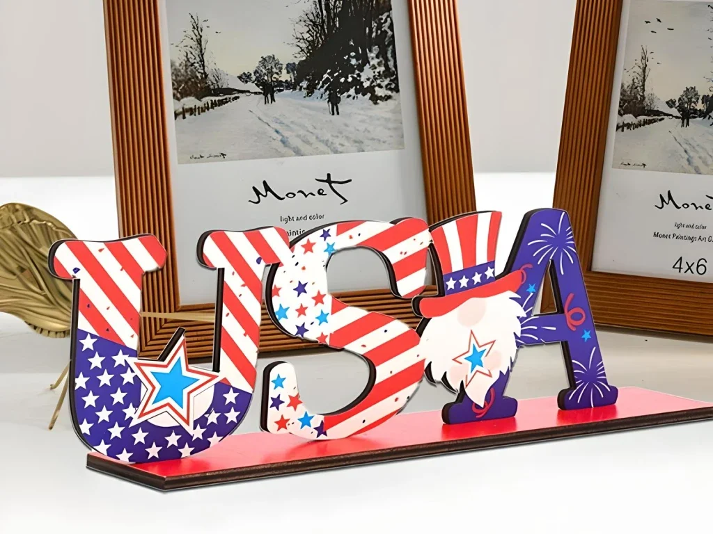 Patriotic Wood Letter Sign Table Decoration