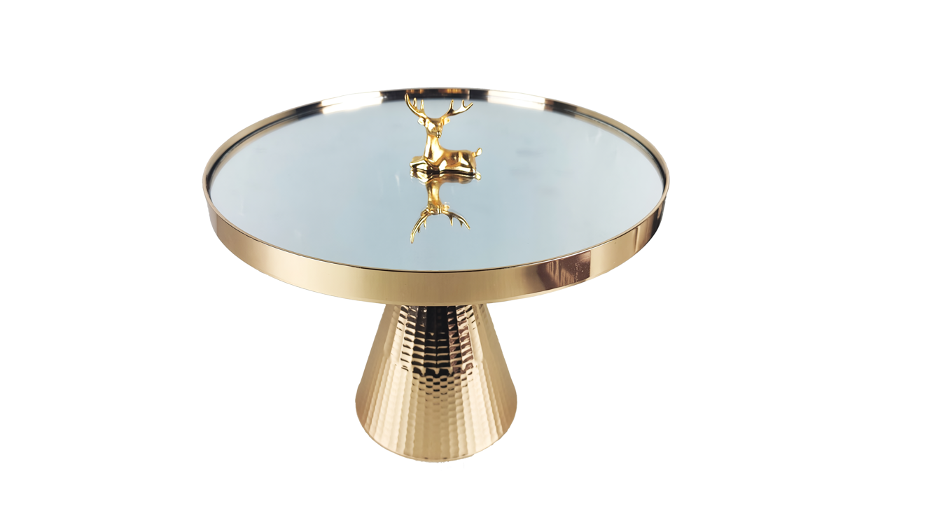 Elegant Gold Mirror Cake Stand for Weddings & Parties