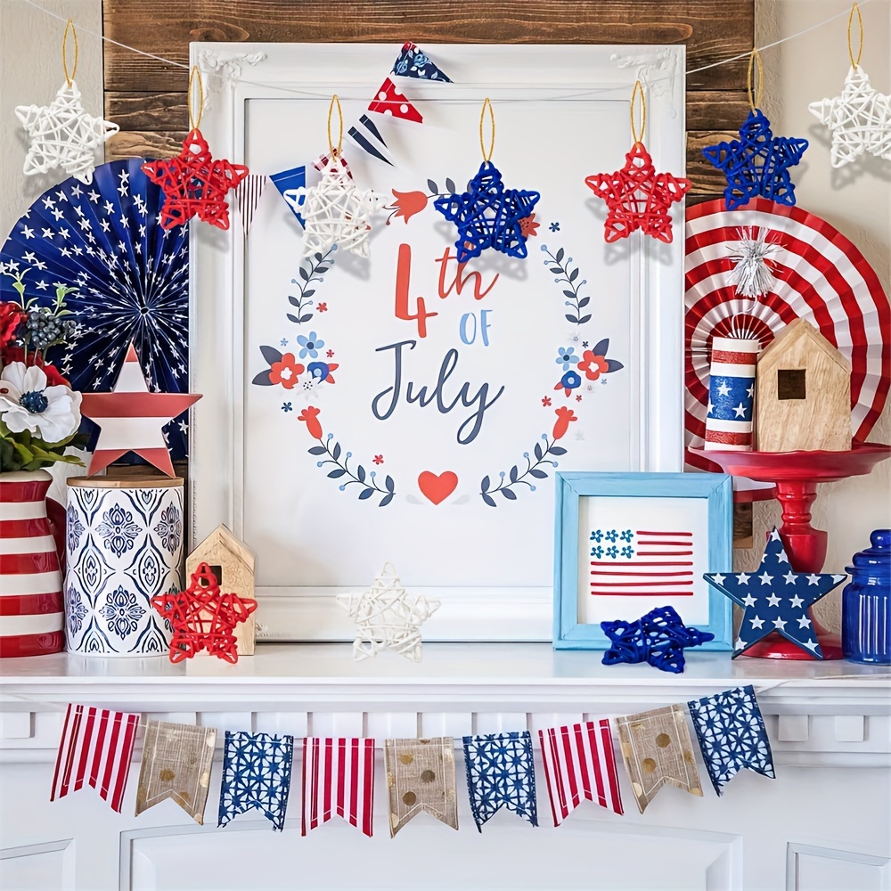 Patriotic Star Rattan Decorations for 4th of July 